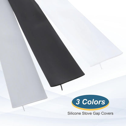 PATIKIL 25 Inch Silicone Stove Gap Covers, 3 Pcs Heat Resistant Kitchen Stove Gap Fillers for Ovens Stovetop Counter Washer Dryer, Gray