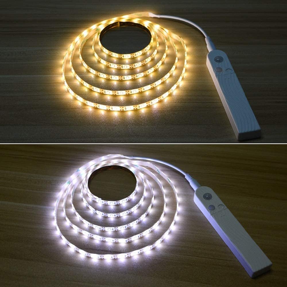 Motion Sensor Wardrobe Light, LED Flexible Soft Strip, Bed Wake Up Night Lights for Wall Closet Under Cabinet Stairs, Drawer Cupboard Bathroom, 1 Meter, warmlight