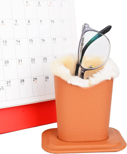 Baitaihem Pack of 2 Plush Lined Eyeglasses Holder Stand Protective Glasses Case For Desks Or Nightstands