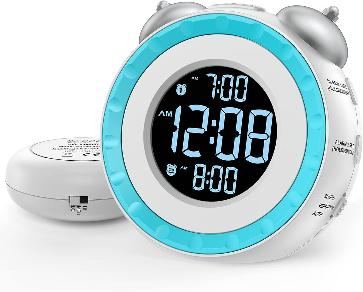 uscce Loud Dual Alarm Clock with Powerful Adjustable Bed Shaker
