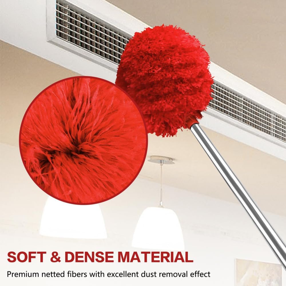 Ceiling Fan Cleaner Duster Reusable Microfiber Ceiling Fan Blade Cleaner Removable Duster with Extension Pole Adjusts 13 to 49.7 Inch for Cleaning Walls Bookshelves Furniture Door Window Top (Blue)