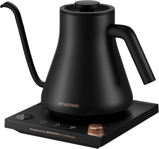 INTASTING Gooseneck Electric Kettle, ±1℉ Temperature Control, 0.9L, Black