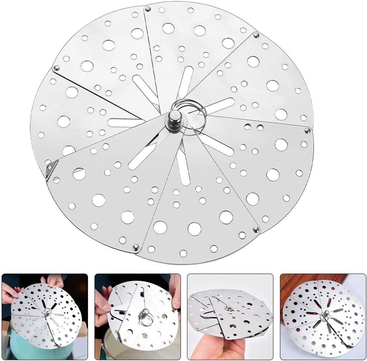 SHINEOFI Adjustable Stainless Steel Spill Stopper Cover Anti-spill Overflow Lid Kitchen Pot Lid Suitable for Household Cooking