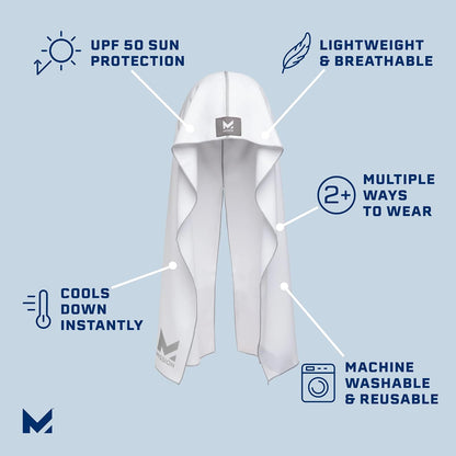 MISSION Cooling Hoodie Towel, Evaporative Cool Technology, Cools Instantly When Wet, UPF 50 Sun Protection, Contours Your Head to Stay in Place, Great for Sports, Fitness, Gym