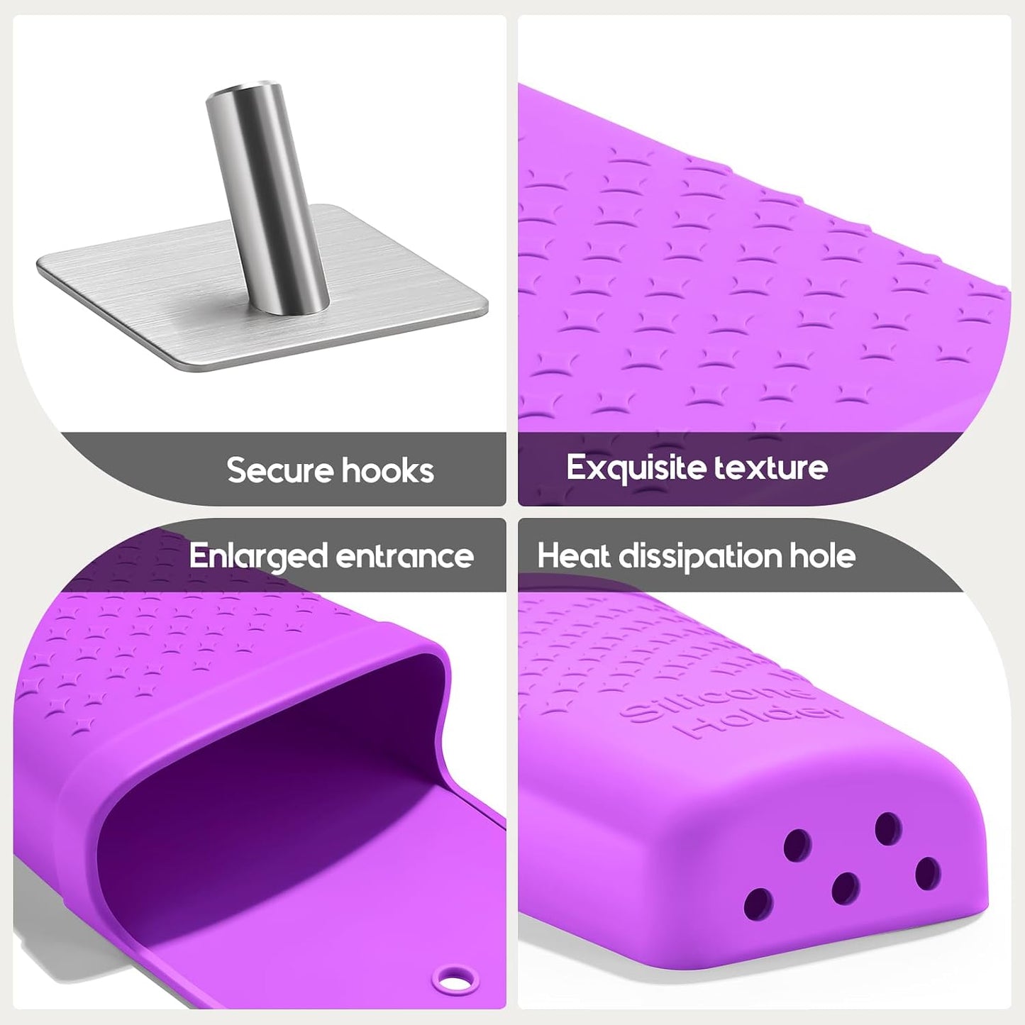 ZAKRA Curling Iron Holder,Heat Resistant Silicone Holder for Flat Iron,Hair Straightener,Hot Hair Tools,Vanity Accessories Organizer.(Grey)