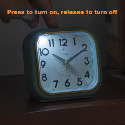 Tinload 4.3" Vintage Retro Analog Alarm Clock, Super Silent Non Ticking Clock with Manual Light, Snooze, Battery Operated, Simply Design, for Living Room, Bedroom, Bedside, Desk(Blue-V2)