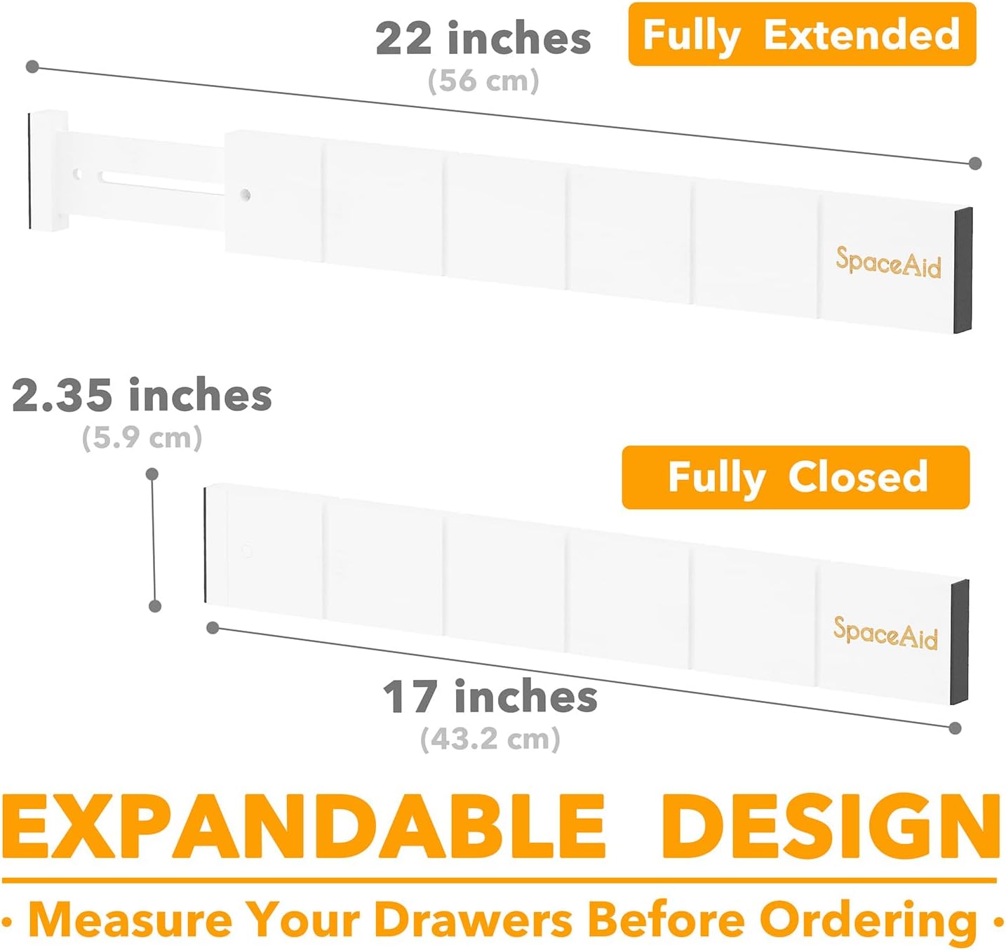 SpaceAid Bamboo Drawer Dividers with Inserts and Labels, Kitchen Adjustable Drawer Organizers, Expandable Organization for Home, Office, Dressers, 4 Dividers with 9 Inserts (17"-22" Natural)