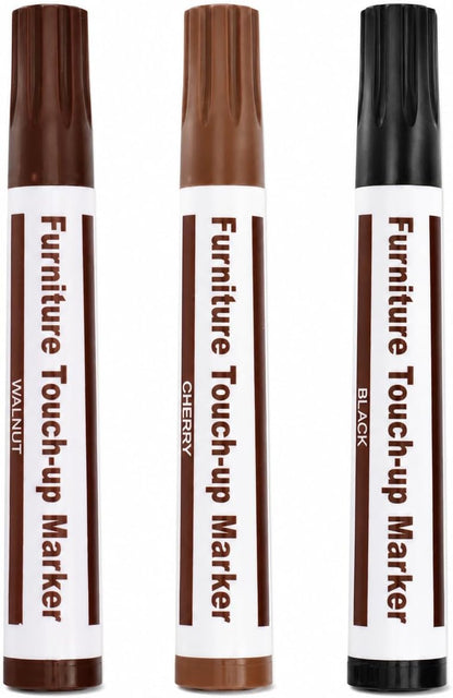 Furniture Repair Wood Markers Set of 3, Black Cherry Walnut Touch Up Paint Markers for Scratches, Wood Floors, Tables, Cabinets & Furniture Restoration