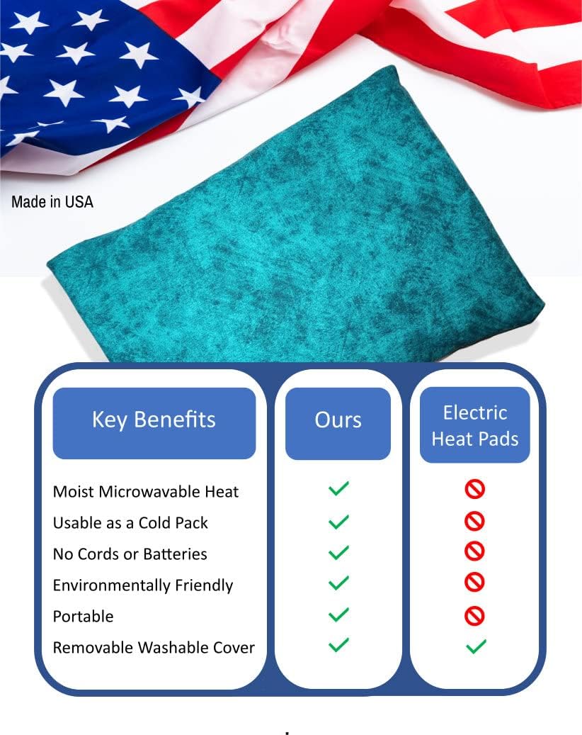 Microwavable Corn Filled Heating Pad and Cold Pack/Washable 100% Cotton Cover (Cross Hatch - Mint, 7.5in W x 11in L)