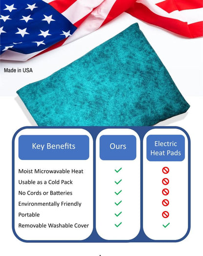 Microwavable Corn Filled Heating Pad and Cold Pack/Washable 100% Cotton Cover (Cross Hatch - Mint, 7.5in W x 11in L)