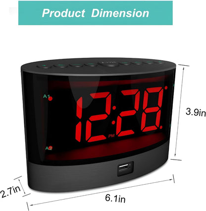2026 NEW Extra Loud Alarm Clock with Wireless Bed Shaker,Vibrating Dual Alarm Clock for Heavy Sleepers,Deaf and Hearing-impaired,Adjustable Volume/Dimmer/Wake up Mode,USB Charger Port,Pillow Shaker