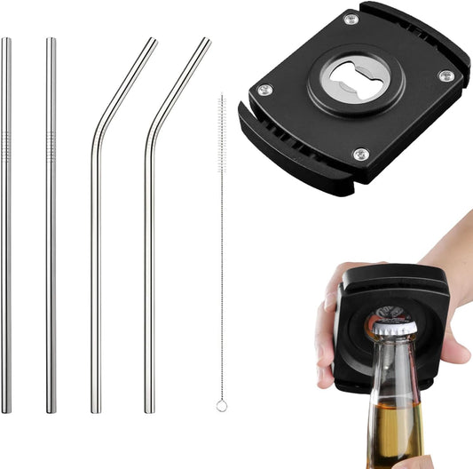 Aluminum Can Opener,Can Top Remover Equipped With Straws,Beer Can Opener,Soda Can Opener For Beer, Iced Coffee, Soda, Energy Drinks, 8-19 Oz Beverage Cans Manual Can Opener