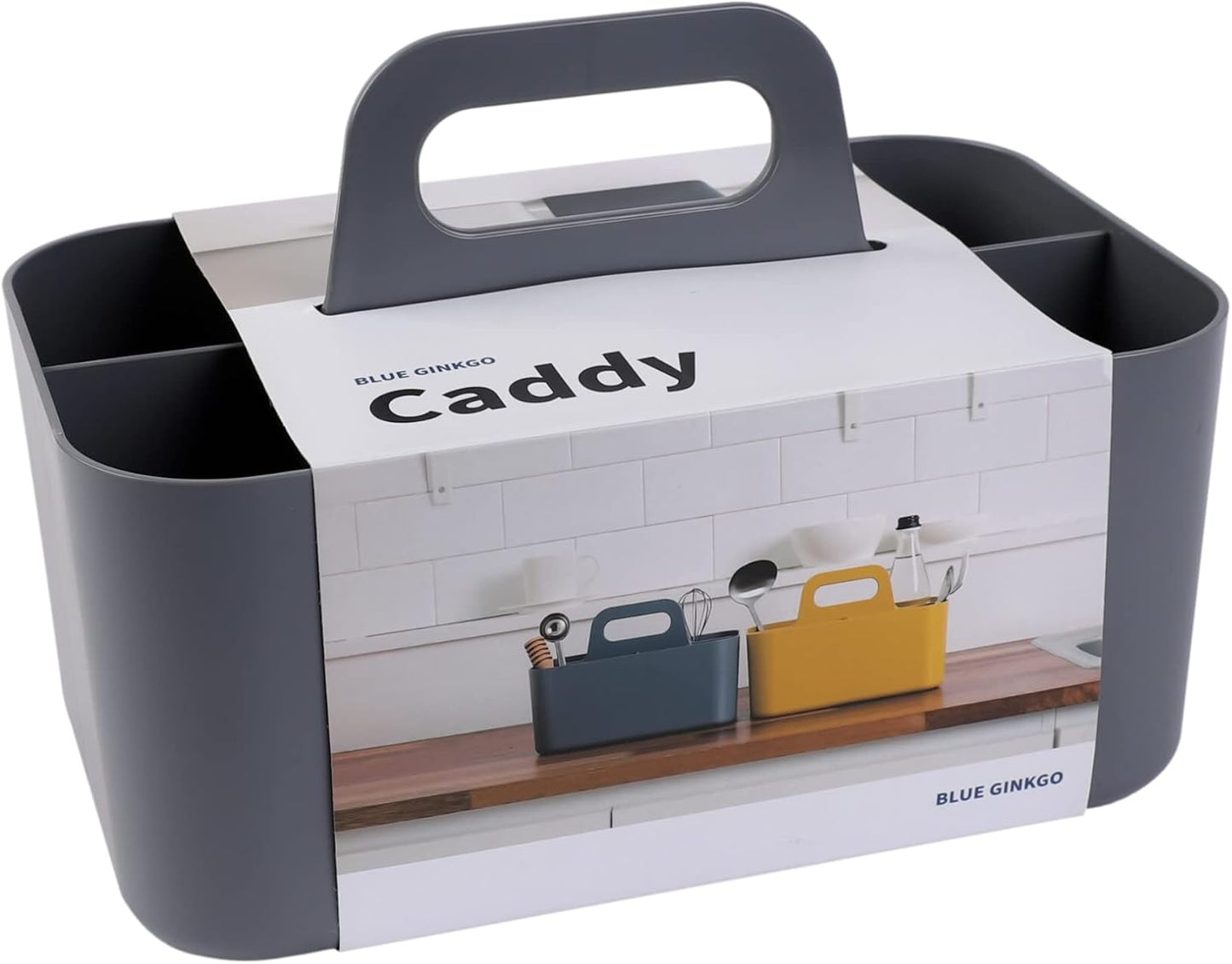 BLUE GINKGO Stackable Organizer Caddy, Rectangle, White, Made in Korea | Portable. Adjustable. Home, Office & School Storage.
