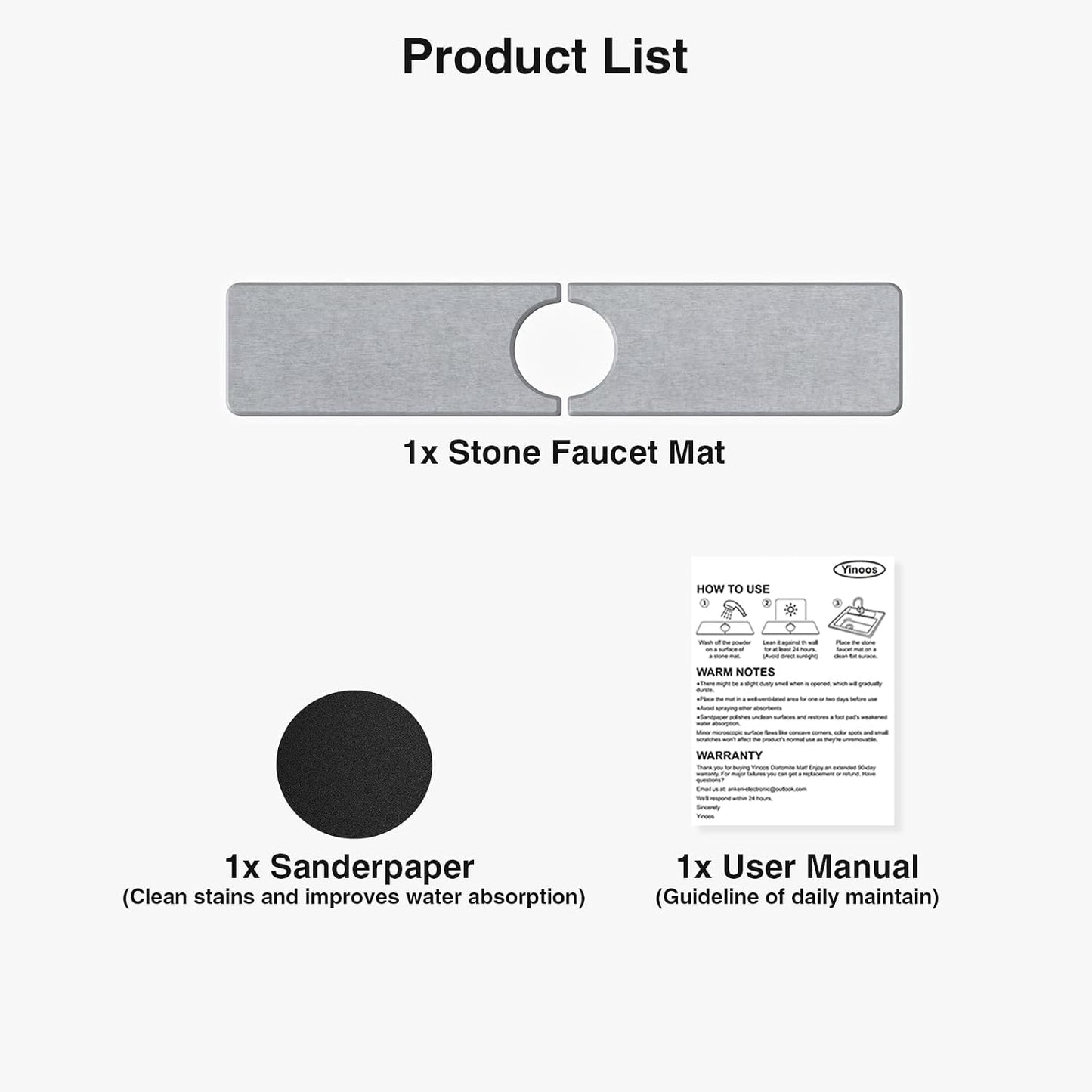 Premium Stone Faucet Mat for Kitchen Sink, 30" x 4" White | Quick Drying & Water Absorbent, Sink Splash Guard Tray for Prevents Moisture Buildup