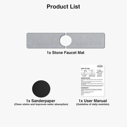 Premium Stone Faucet Mat for Kitchen Sink, 30" x 4" White | Quick Drying & Water Absorbent, Sink Splash Guard Tray for Prevents Moisture Buildup