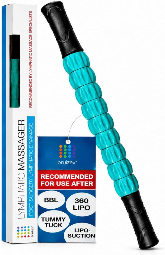 Muscle Roller Lymphatic Drainage Massage Roller Stick - for Myofascial Pain Relief | Post Liposuction & Fibrosis Treatment, Surgery Recovery| Lipo,Tummy Tuck & BBL,Compression Garment, Faja Compatible