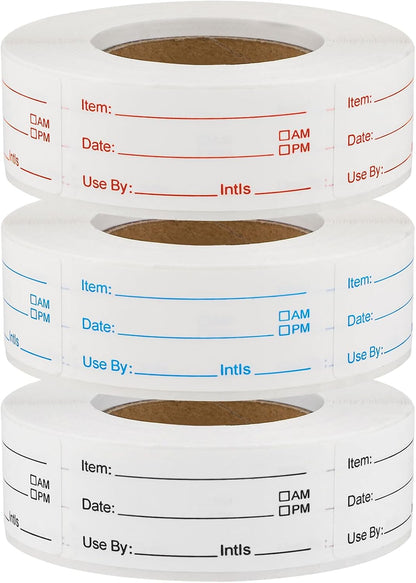 2 Rolls 1000 Pieces Removable Food Labels, 1 x 2 Inch | Date Stickers for Freezer, Refrigerator Food Containers - Easy to Write