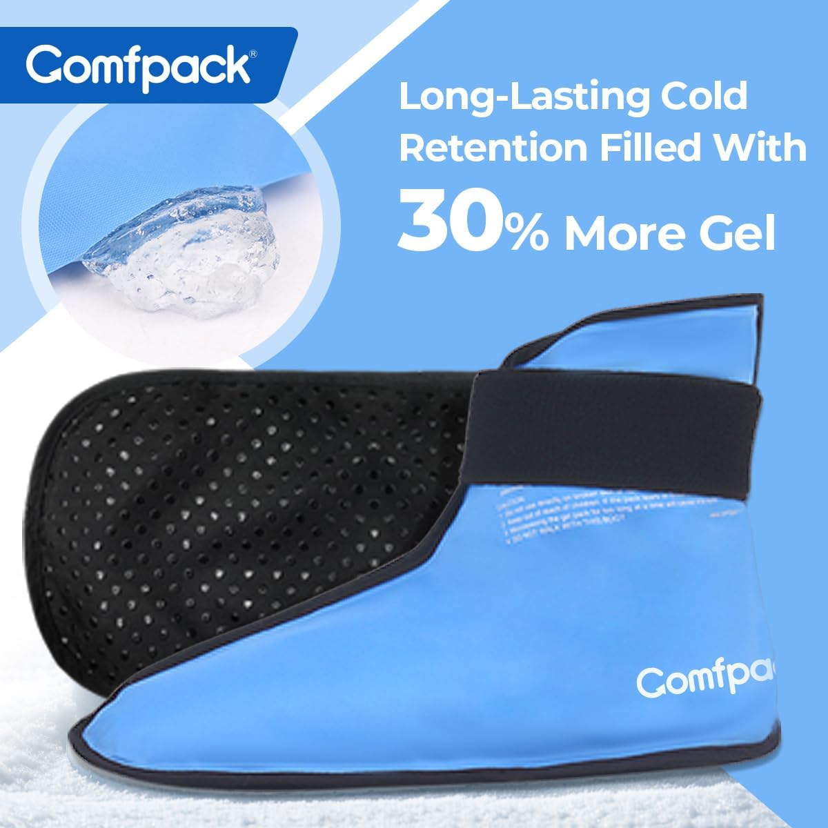 Comfpack Large Foot Ice Pack Wrap for Full Foot Ankle Pain Relief, Long Lasting Cold Ice Boot for Swelling After Surgery, Sore Feet, Broken Foot, Plantar Fasciitis, Gout, Bunion