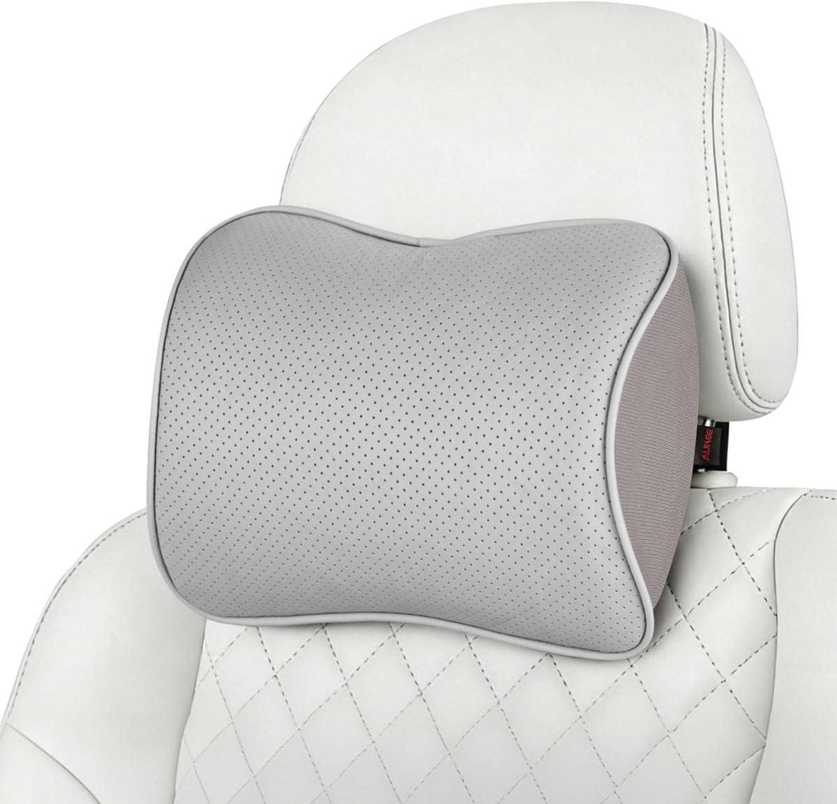 Aukee Car Headrest Pillow Memory Foam Car Neck Pillow with Adjustable Strap Soft Leather Headrest for Driving Home Office Black (1PC)