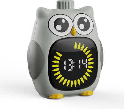 Grey Big-Eyed Owl Visual Timer for Kids,Classroom Timer | Time Out Timer,Up to 99Minutes Small Visual Timer,For Yoga ,For Kitchen，For Home