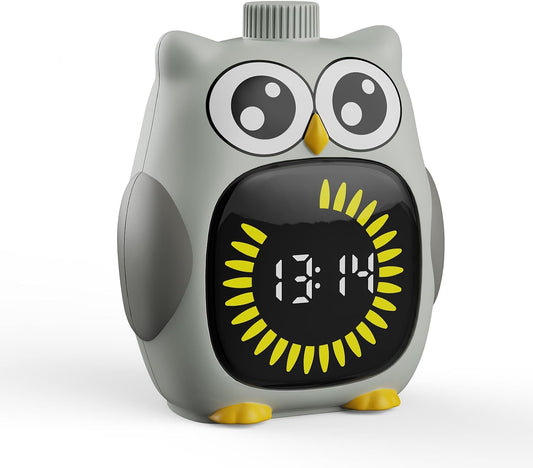 Grey Big-Eyed Owl Visual Timer for Kids,Classroom Timer