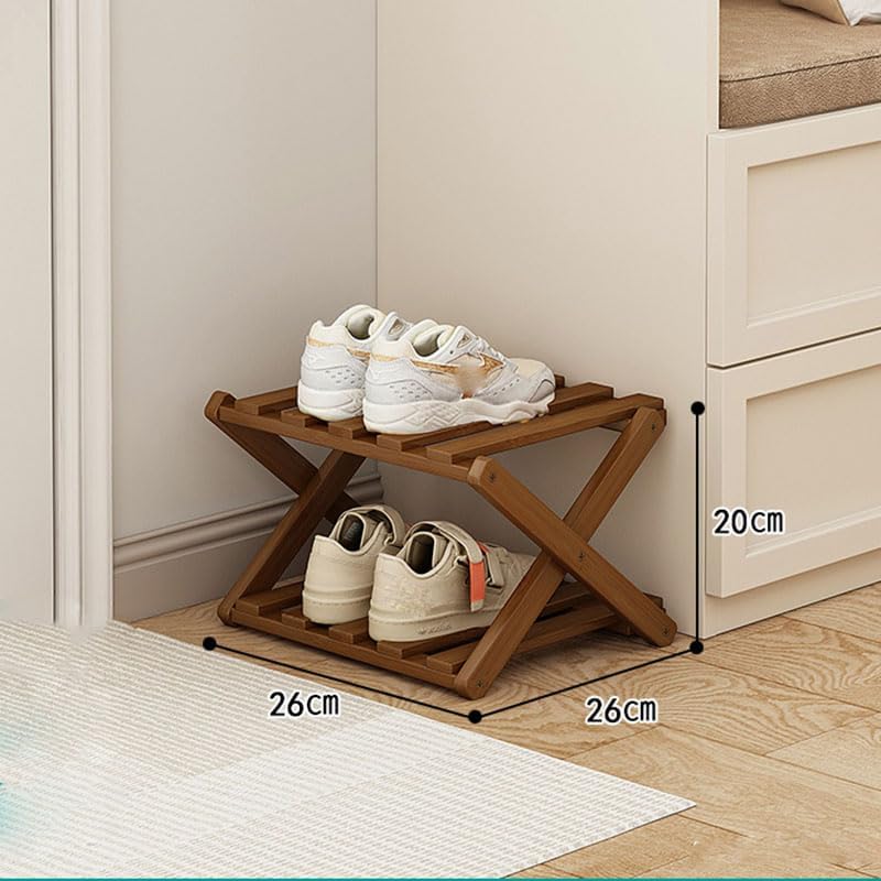YYW Bamboo Shoe Rack for Entryway, Foldable Free Standing for Closet | Installation-Free Vertical Shoe Racks, Shoe Shelf for Living Room Bedroom, Easy To Assemble, Tawny 5 Layers
