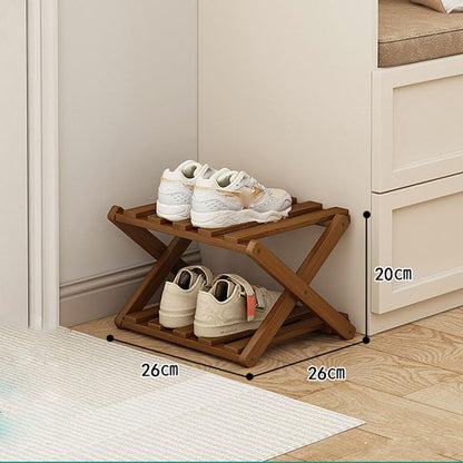 YYW Bamboo Shoe Rack for Entryway, Foldable Free Standing for Closet | Installation-Free Vertical Shoe Racks, Shoe Shelf for Living Room Bedroom, Easy To Assemble, Tawny 5 Layers