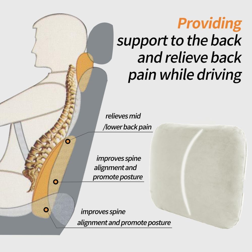 Lower Back Automotive Lumbar Support Pillow for Car Recliner Cushion Black
