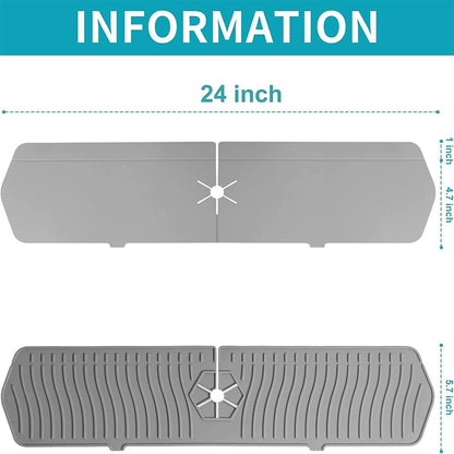 Kitchen Faucet Sink Splash Guard, 24" x 5.6'' Upgrade Silicone Faucet Water Catcher Mat, Sink Draining Pad Behind Faucet, Rubber Drying Mat for Countertop, Bathroom, Farmhouse, RV (Black)