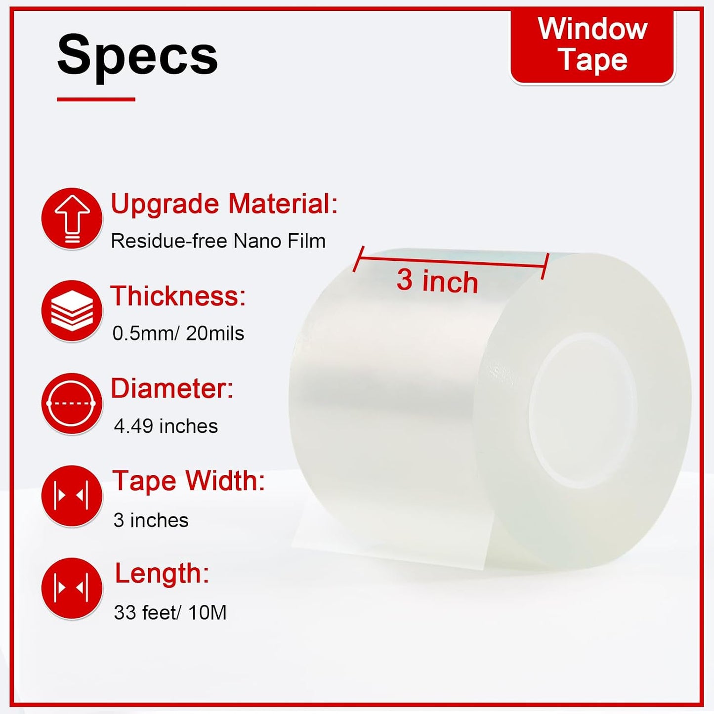 Window Sealing Tape 2 Inch x 33 FT Transparent Window Draft Insulation Residue-Free Clear Weather Stripping Caulk Tape Windproof Weatherproof Window Seal AC Units for Window Glass, Doors Gaps