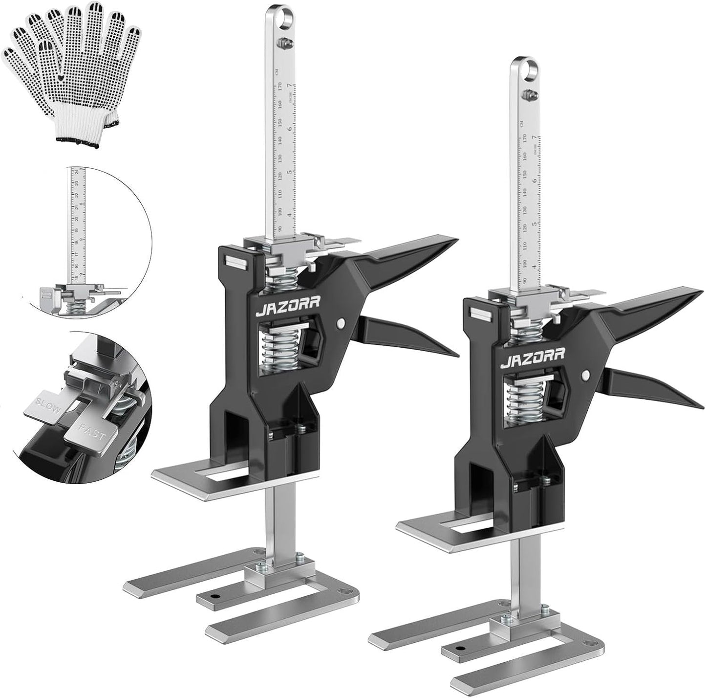 2Pcs Metal Labor Saving Arm Jack, Hand Furniture Lifter Tool, Furniture Jack, 440LBS Capacity Precise Control Slow/Fast Descent for Lifting Door Furniture, Window, Wall Tile Positioning