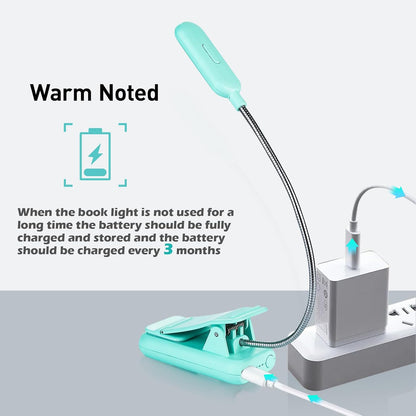 VAVOFO Rechargeable Book Light, Blue Light Blocking, Amber 1600K Clip On Reading Light, Eye Care 7 LEDs Kids Book Light for Reading in Bed with Power Indicator for Bookworms (Neon Orange)