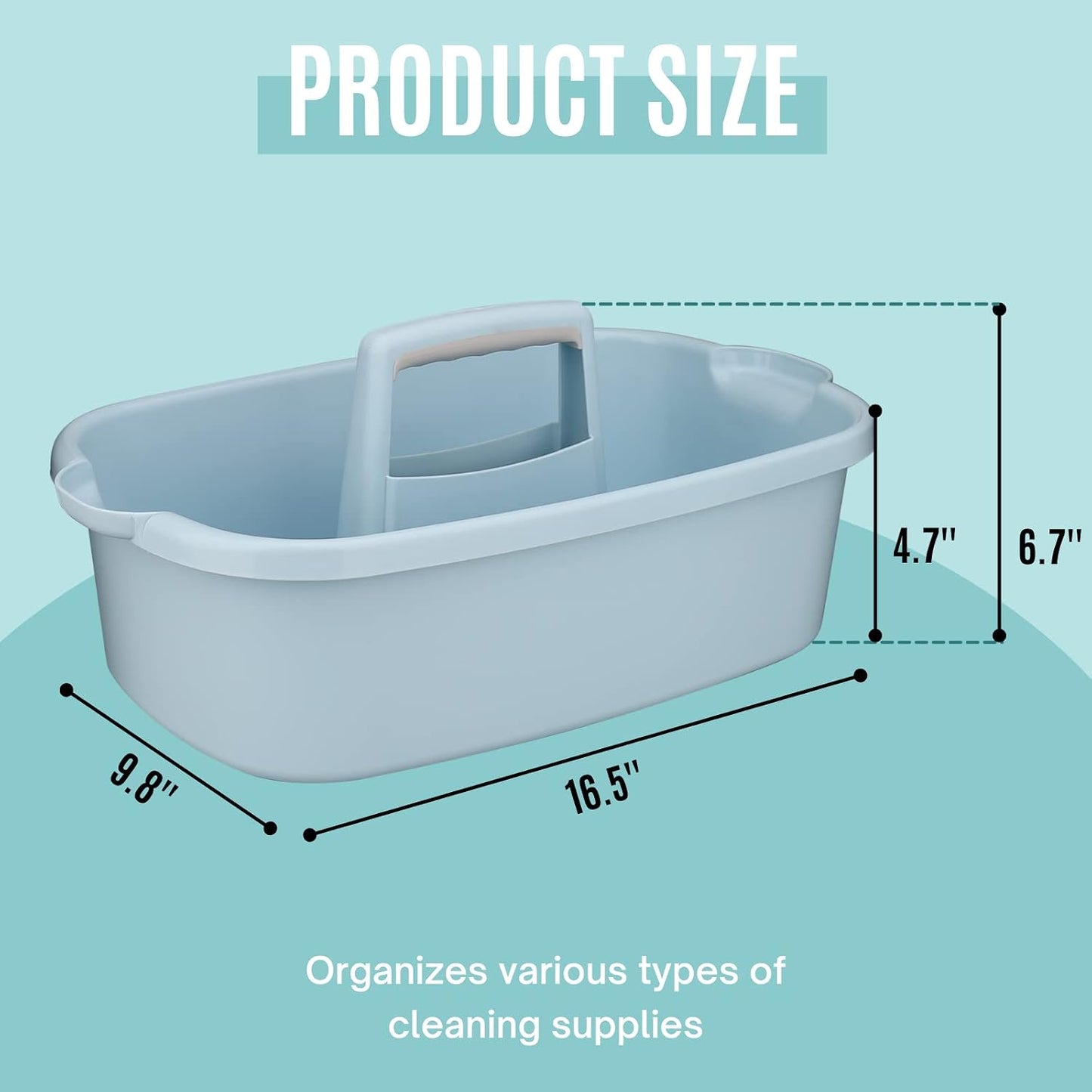 Cleaning Caddy Organizer with Handle, Gray Plastic Bucket for Cleaning Supplies Products, Cleaning Tool Storage Tote, 2 Pack