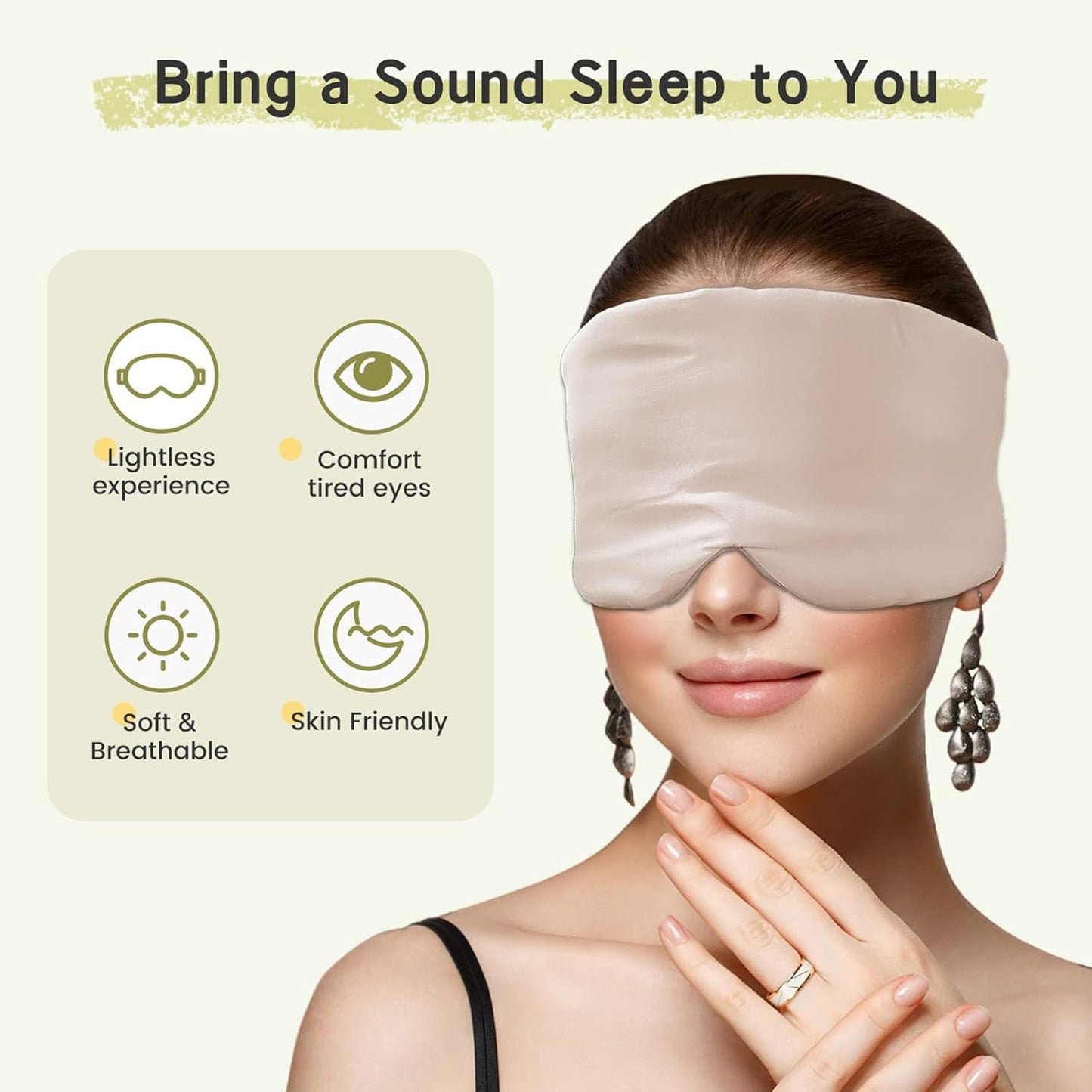 100% Handmade Bamboo Sleeping Eye Mask for Women for Men,Night Masks,Organic Sleep Mask,Blockout Eye Mask for Sleeping,Large Size Adjustable (Navy Blue)