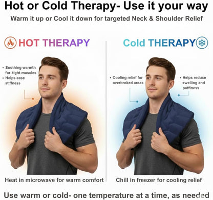 Herbal Concepts Neck Heating Pad & Shoulder Wrap | Microwave Heating Pad with 12 Herbs Aromatherapy| Cordless Heating pad, Blue