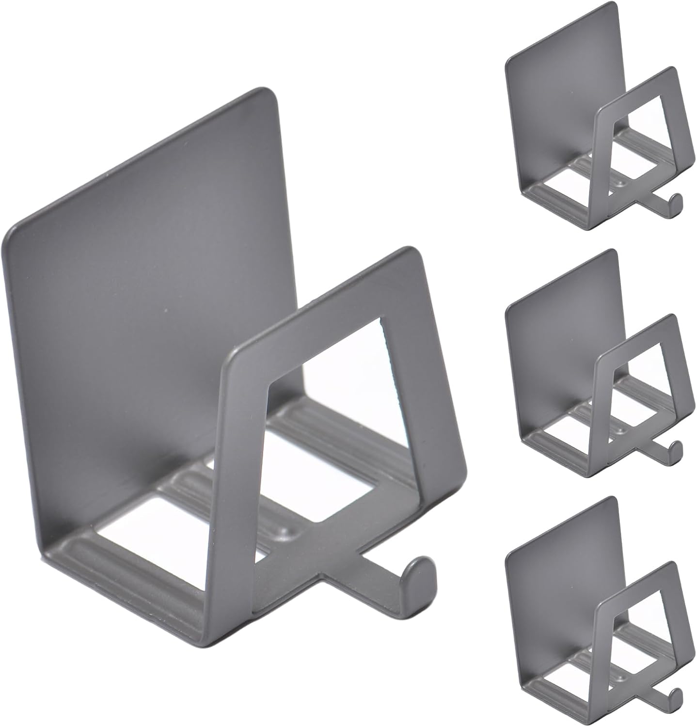 4 Pack Pot Lid Holders with Hook, Pot and Pan Hangers for Kitchen Inside Cabinet Wall Mount Rack Cabinet Door Lid Organizer, Save More Space, Black