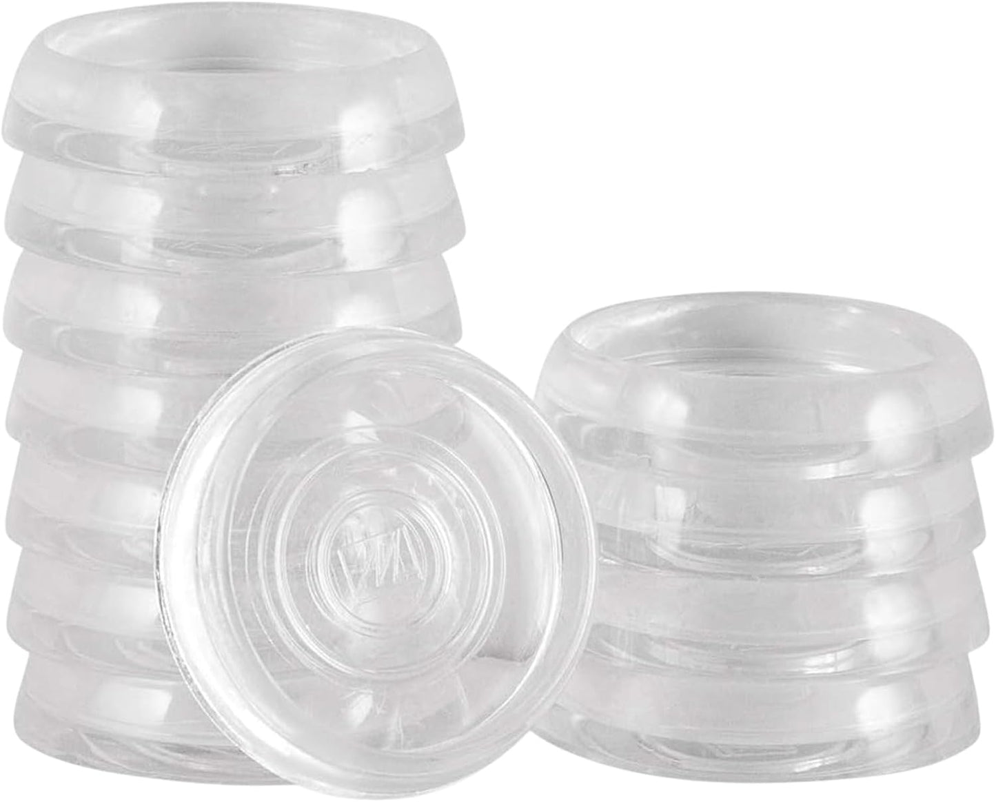 SoftTouch 1-3/8" Round Reusable Furniture Caster Cups for Couches, Chairs, Tables on Carpet or Hard Surfaces, Furniture Wheel Caster Cups with Vinyl Base, Set of 12, Clear