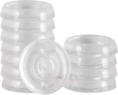 SoftTouch 1-3/8" Round Reusable Furniture Caster Cups for Couches, Chairs, Tables on Carpet or Hard Surfaces, Furniture Wheel Caster Cups with Vinyl Base, Set of 12, Clear