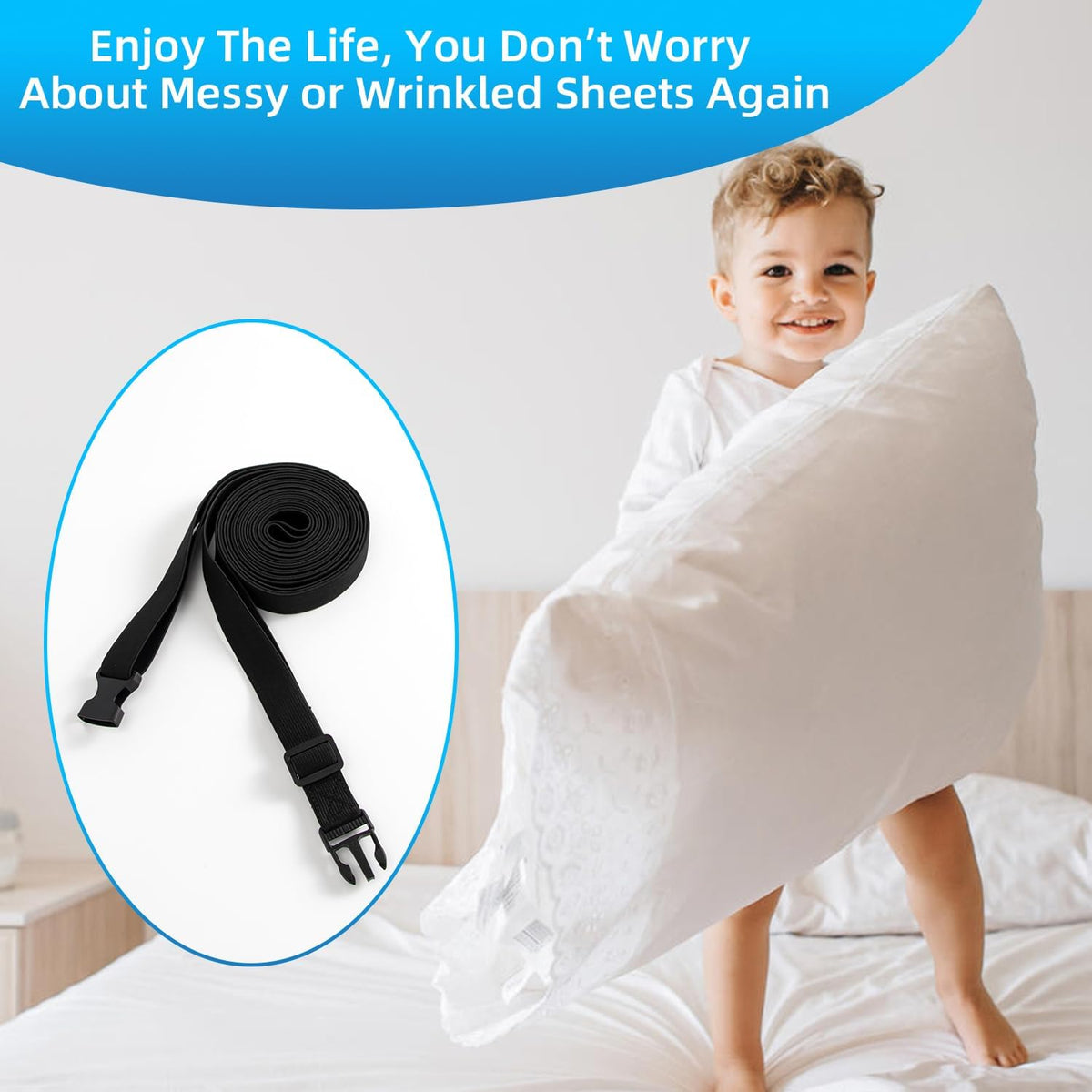 Sheet Fasteners, Adjustable Elastic Bed Sheet Holder Straps for Full,Queen,King Twin Bed,6 Way Cross Sheet Clips Suspenders Band,Fitted Round and Square Mattresses