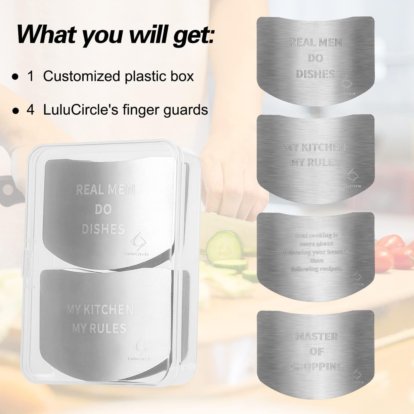 Finger Guards for Cutting, Stainless Steel 304 Finger Guard for Cutting Food, Finger Protectors, Finger Protector, Avoid Hurting when Slicing and Dicing, Black 2 Pieces