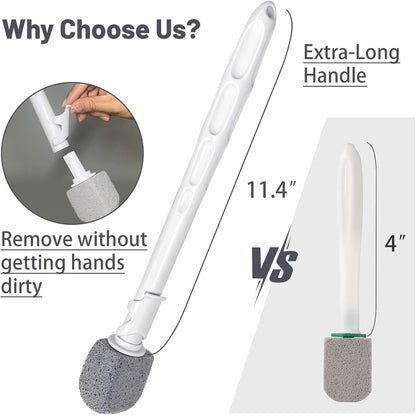 Upgrade Pumice Stone Toilet Bowl Cleaner for Hard Water Ring & Stains | Removes hard water rings, calcium buildup & rust stains from toilet bowls without scratching porcelain.