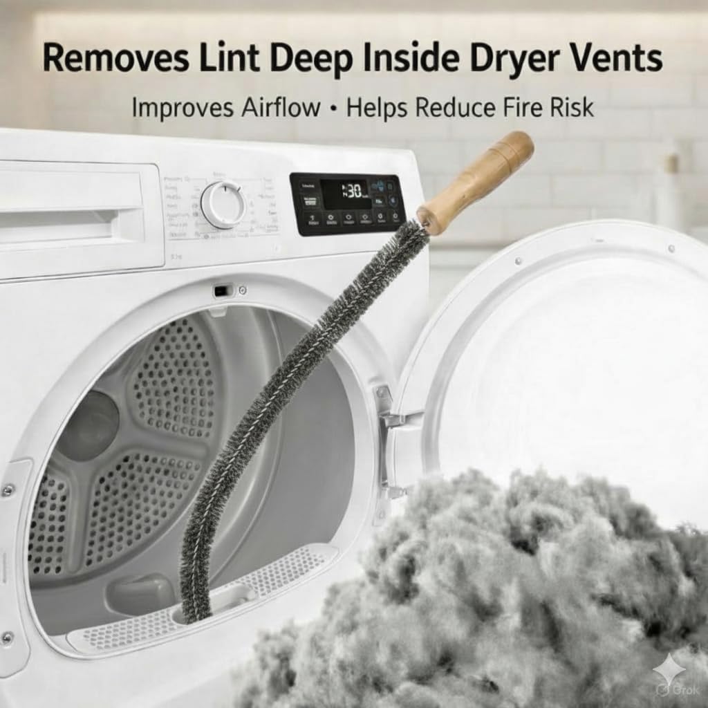 Clothes Dryer Vent Cleaner Kit with Vacuum Hose Attachment Brush, Lint Remover, Dryer Vent Vacuum Hose (Full Brush)