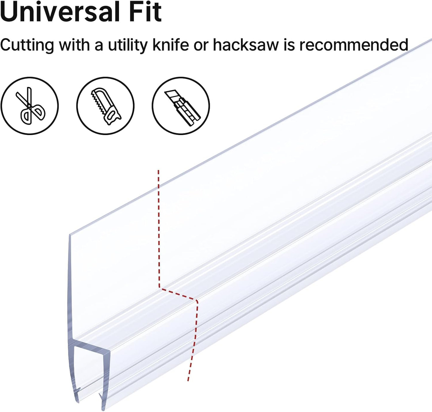 AmazerBath Frameless Shower Door Bottom Seal 39 inch (Set of 2) - Clear, Suitable for 3/8 Inch Glass, Modern Style