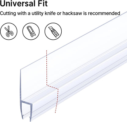 AmazerBath Frameless Shower Door Bottom Seal 39 inch (Set of 2) - Clear, Suitable for 3/8 Inch Glass, Modern Style