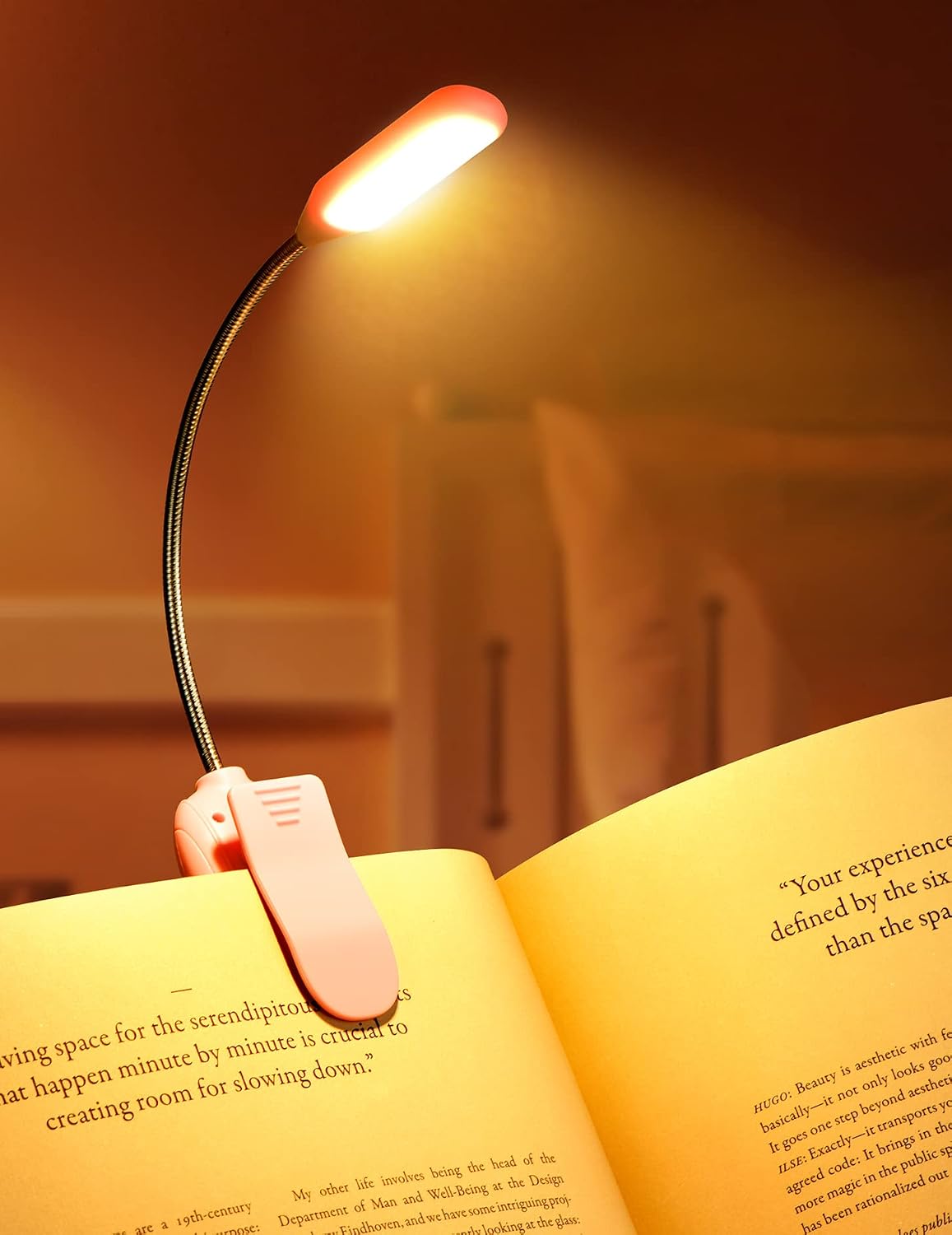 Monotremp Rechargeable Book Lights for Reading at Night, Clip-On 3 Colors | Eye-caring ultralight clip-on, stepless dimming, no flicker, amber mode, 80H runtime, 1.3oz, memory, gift for book lovers.