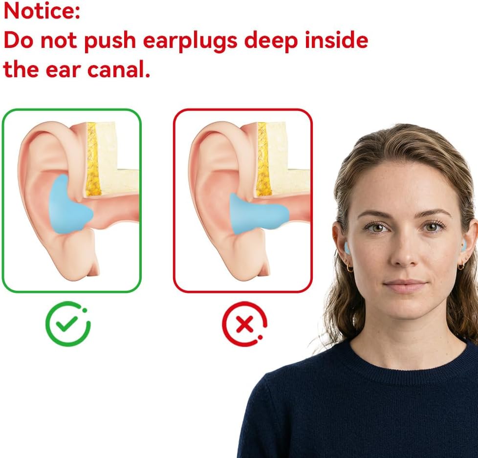LYSIAN Moldable Silicone Ear Plugs for Sleep and Swim, 5 Pairs, Blue