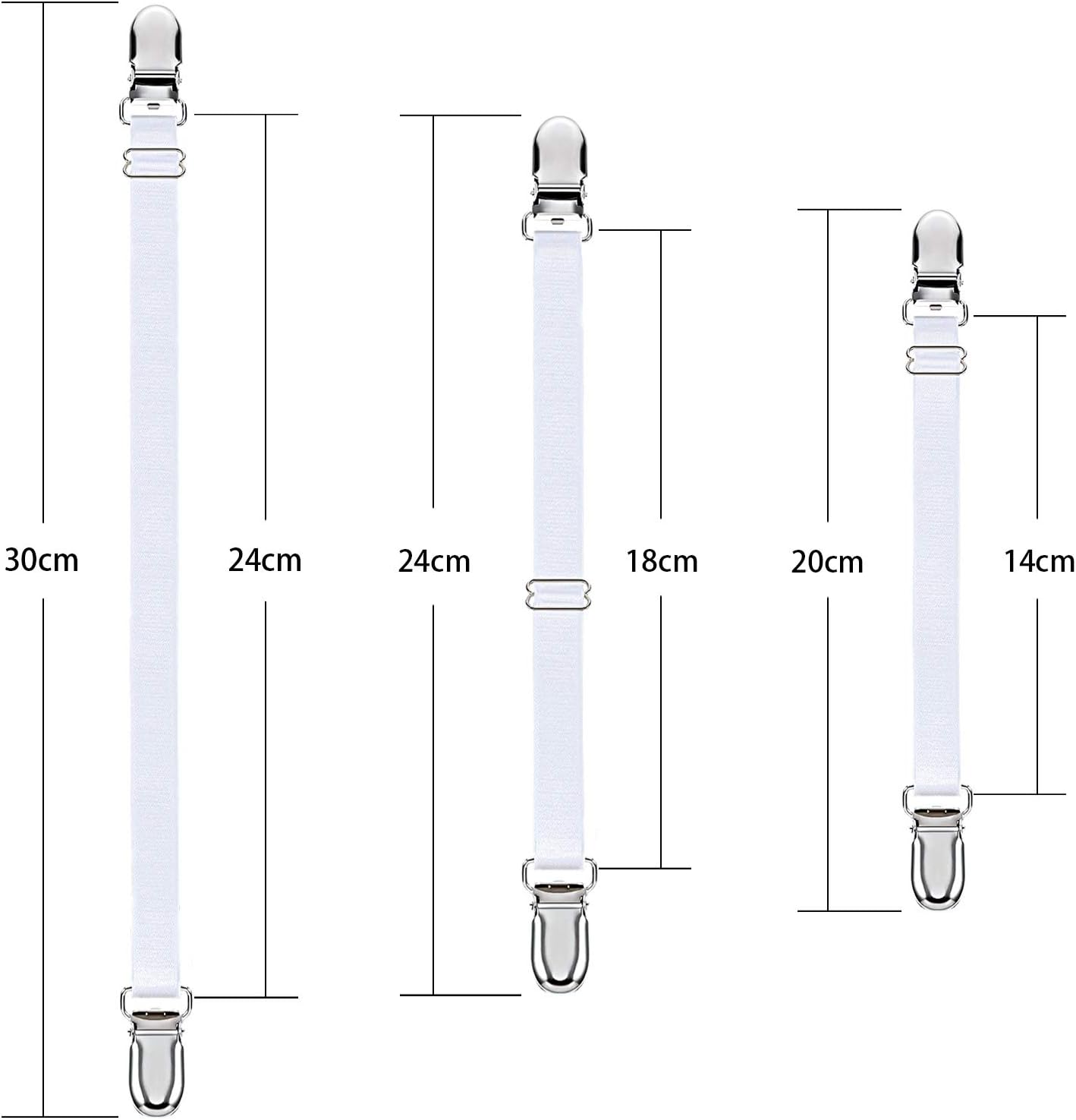 Boao 12 Pcs Bed Sheet Clips Straps Sheet Corner Straps Holder Adjustable Mattress Clips, Elastic Bed Grippers Suspender Fasteners Holder for Home(White,4-8 Inch Length)