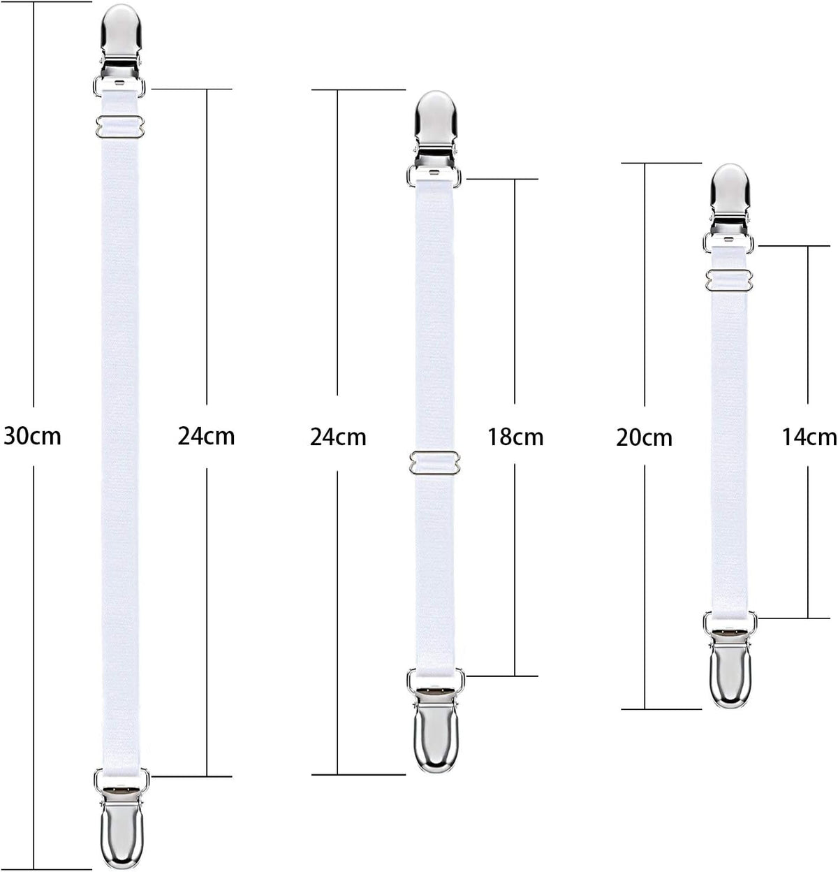 Boao 12 Pcs Bedsheet Strap Elastic Clip, White, 4-8 Inch Length