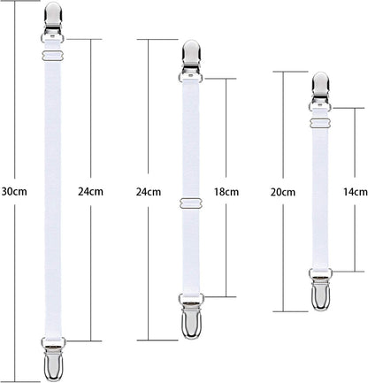 Boao 12 Pcs Bedsheet Strap Elastic Clip, White, 4-8 Inch Length