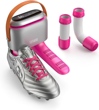 Boot Dryer for Sneakers & Cleats, Shoe Dryer with Ozone Freshening | 2-in-1 Sport Kit, 360°Warm Airflow Sneaker Racks & Extendable Hoses, Ozone Mode, 3 Drying Levels, 1-9H Timer, Storage Bag